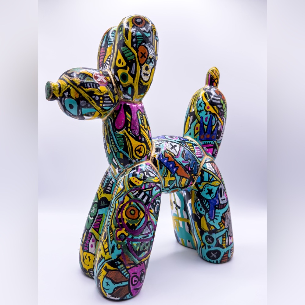 Ballon dog statue custom one of a kind hand painted by Seattle artist CAB